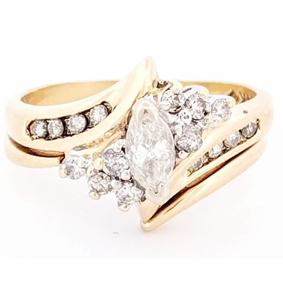 14K Diamond Wedding Ring Set/ Engagement Ring REAL DIAMONDS Size 5.6 - Picture 12 of 12